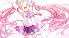 Pink hair closed eyes hatsune miku vocaloid sakura miku open 
