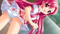 Pink hair ecchi underwear upskirt