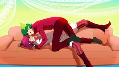 Pink hair green hair