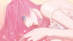 Pink hair long hair anime girls blue eyes vocaloid megurine 