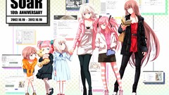 Pink hair long hair anime girls brunettes original characters