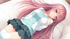 Pink hair long hair anime girls game cg visual novels Imouto no 