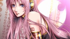 Pink hair long hair anime girls vocaloid megurine luka purple 