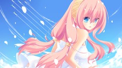 Pink hair long hair blue eyes vocaloid megurine luka