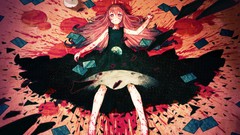 Pink hair long hair pink eyes anime girls vocaloid megurine luka