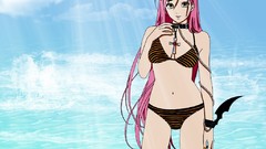 Pink hair long hair rosario to vampire akashiya moka bikini