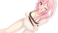 Pink hair pink eyes anime girls panties