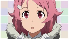 Pink hair pink eyes anime girls short hair sword art online 