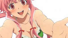 Pink hair pink eyes mirai nikki gasai yuno cleavage bikini 