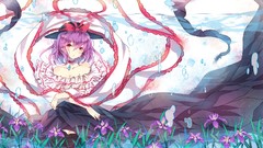 Pink hair pink eyes touhou nagae iku thigh highs
