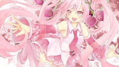 Pink hair pink eyes vocaloid sakura miku twintails Vocaloid 