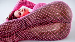 Pink latex boots Bianca Beauchamp latex catsuit