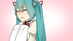 Pink Ribbons long hair crying hatsune miku vocaloid hair bow 