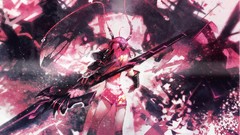 Pink weapons antenna back armor Shorts gloves spears pink hair 