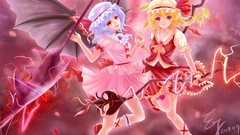 Pink wings dress white hair red eyes blondes blue hair short 