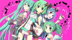 Pink wings hatsune miku vocaloid twintails choker aqua hair 