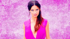 Pink woman blue eyes brunettes models adriana lima