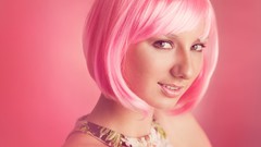 Pink woman Candies pink hair