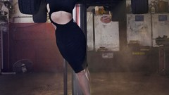 Pink woman cars dress Chevrolet Celebrity headlights blondes 