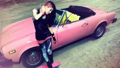 Pink woman cars Mercedes-Benz asians skateboards