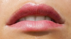 Pink woman close-up lips