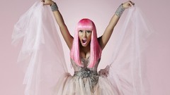 Pink woman dolls nicki minaj wig open mouth cleavage barbie