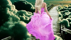 Pink woman dress blondes