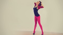 Pink woman happy brunettes teen leotard