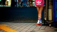 Pink woman Japan Tokyo socks Adidas legs asians Backpacks