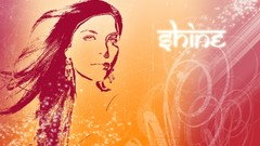 Pink woman orange gradient sparks silhouettes scratches glowing 