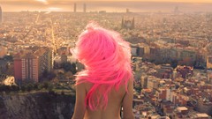 Pink woman pink hair