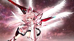 Pink woman weapons wings Anime angels