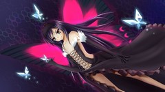 Pink woman wings dress brunettes accel world artwork kuro yuki 
