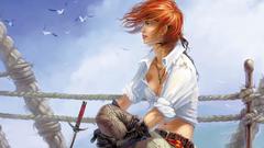 Pirates artwork woman redheads
