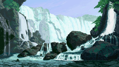 pixel art waterfall artwork digital art