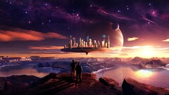 planet science fiction space art futuristic city digital art