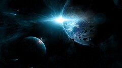 planet Space space art digital art cyan