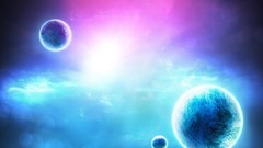 Planets glowing outer space