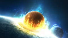 Planets in flames outer space