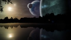 Planets science fiction outer space digital art