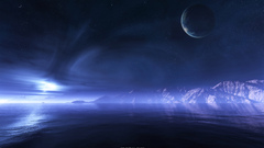 Planets skyscapes water Mountains