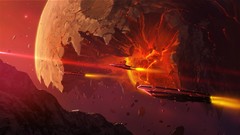 Planets spaceships outer space artwork futuristic