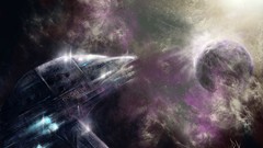 Planets spaceships outer space artwork futuristic