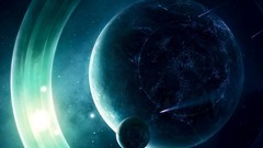 Planets spaceships outer space fantasy art