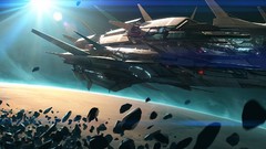 Planets spaceships science fiction outer space artwork