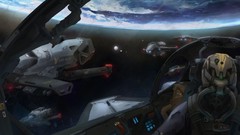 Planets spaceships vehicles outer space artwork