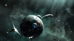 Planets spaceships vehicles science fiction outer space