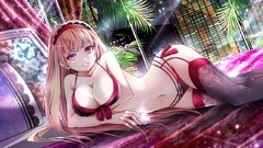 Plants navel beds stockings pillows pink hair smiling long hair 