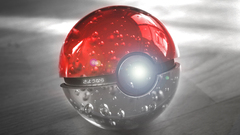 Pokémon Poké Balls wet render water drops wooden surface red