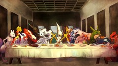 Pokemon artwork lugia The Last Supper Mewtwo